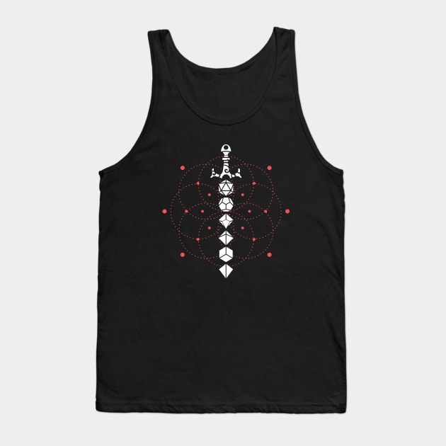 Dungeon Armory's Blood Sacred Symbols Polyhedral Dice Sword Dungeons Crawler and Dragons Slayer Tabletop RPG Addict Tank Top by dungeonarmory